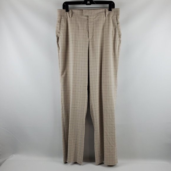 TIGER WOODS Collection Mens Tan/Beige Checker Plaid Golf Athletic Pants Size M - Picture 1 of 11